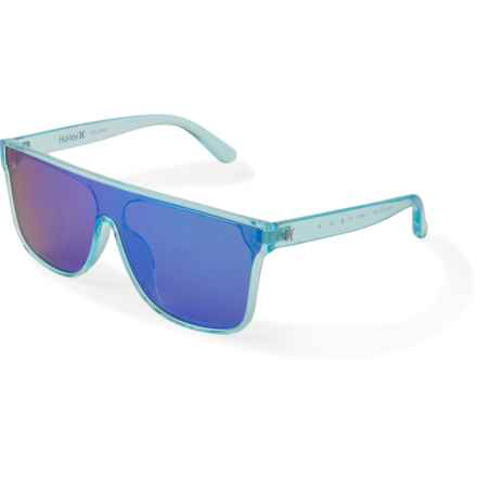 Hurley Oversized Flat-Top Shield Sunglasses - Polarized Mirror Lenses in Blue