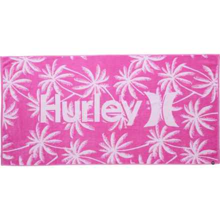 Hurley Printed Jacquard Beach Towel - 425 gsm, 36x70” in Pink Palm