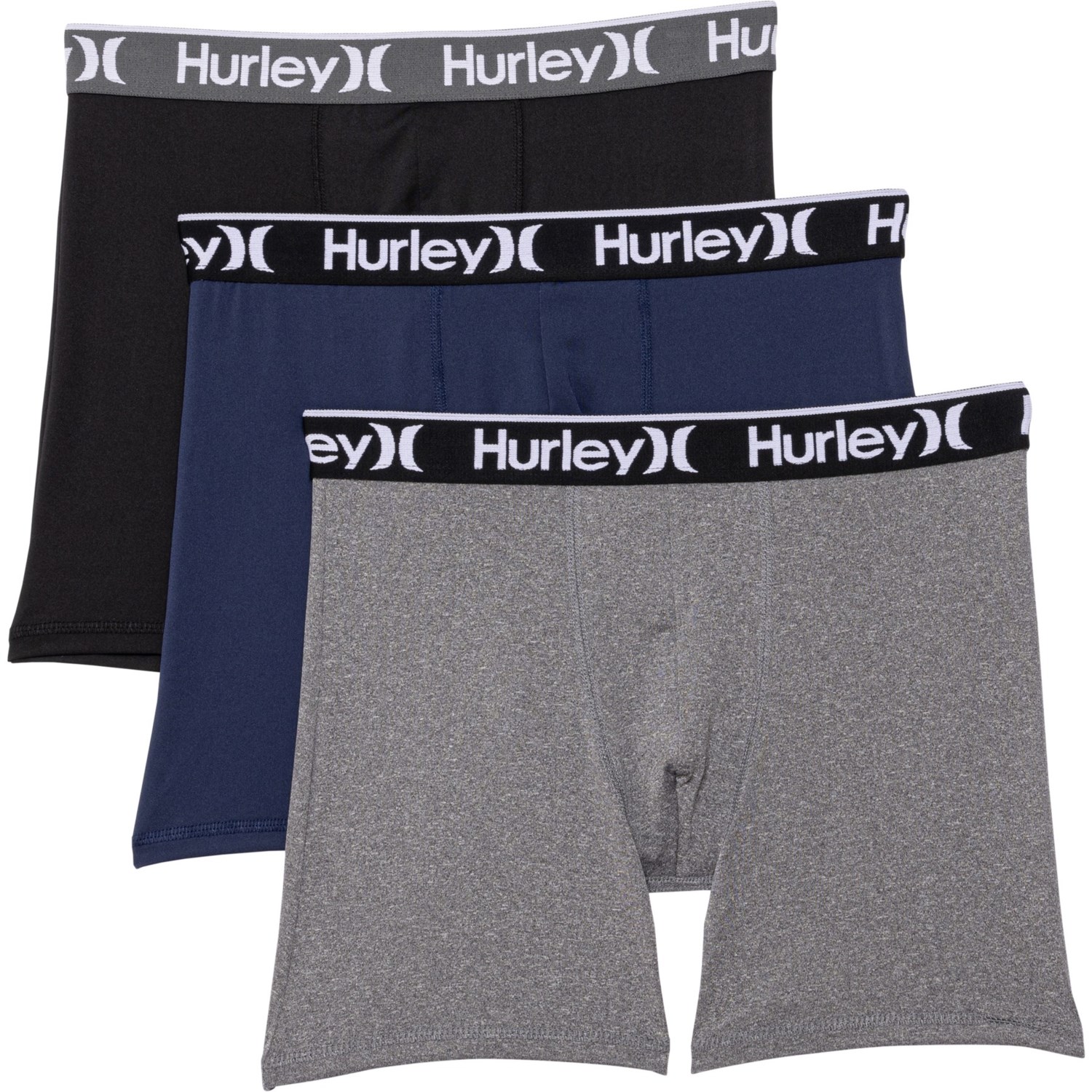 NEW 3 PACK HURLEY REGRIND MEN'S BOXER BRIEF POLYESTER RECYCLED MATERIAL S /  L