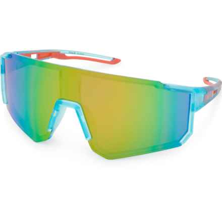 Hurley Semi-Rim Shield Sunglasses - Polarized Mirror Lenses in Blue/Rainbow