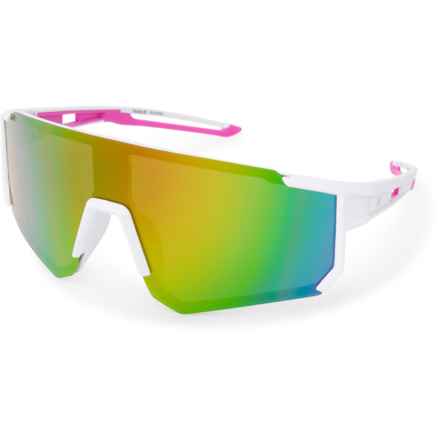 Hurley Semi-Rim Shield Sunglasses - Polarized Mirror Lenses in White/Rainbow
