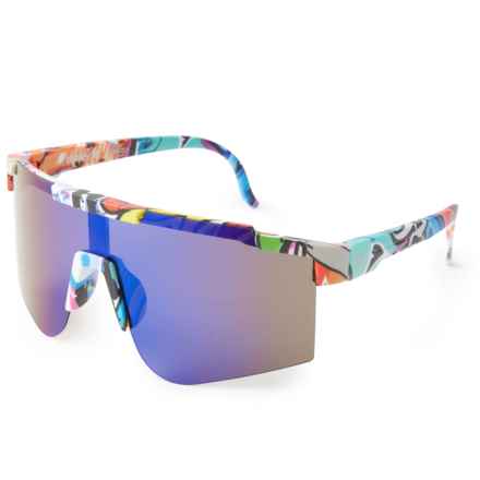 Hurley Semi-Rimless Shield Sunglasses - Polarized (For Men) in Abstract Print