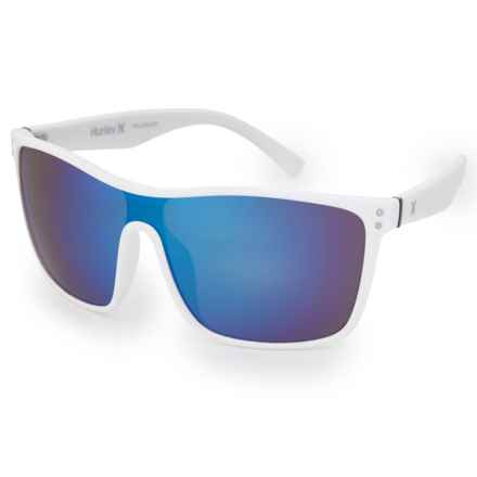 Hurley Shield with Rivets Mirror Sunglasses - Polarized in White