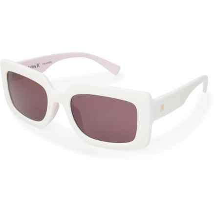 Hurley Slim Rectangle Sunglasses - Polarized Mirror Lenses in White