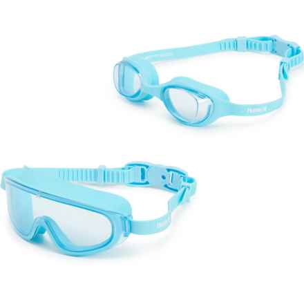 Hurley Solari Swim Goggles and Aqua Raider Swim Mask Set (For Boys and Girls) in Light Blue