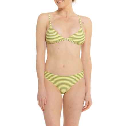 Hurley Textured Bralette Bikini Top and Cheeky Swim Bottoms Set in Yellow Samba Stripe Rib