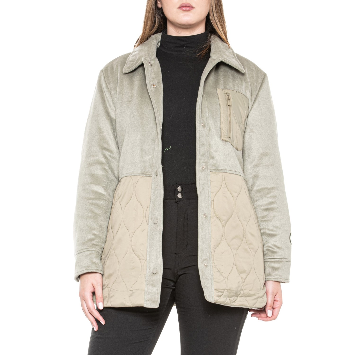 Hurley Tilden Mixed Media Onion Quilt Shacket Insulated Save 42