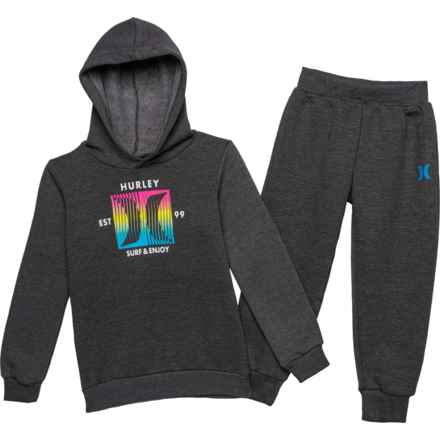 Hurley Toddler Boys Fleece Hoodie and Joggers Set in Charcoal Heather