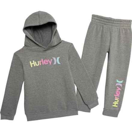 Hurley Toddler Boys Fleece Hoodie and Joggers Set in Dark Grey Heather