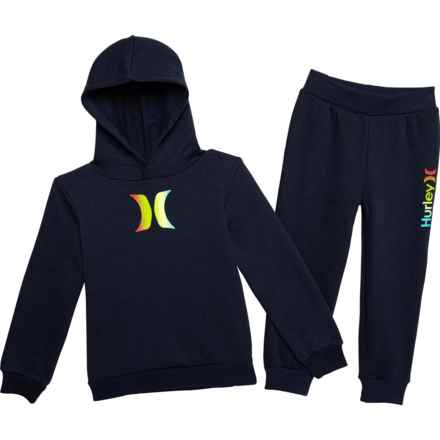 Hurley Toddler Boys Fleece Hoodie and Joggers Set in Obsidian