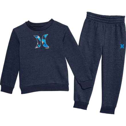 Hurley Toddler Boys Fleece Sweatshirt and Joggers Set in Blackened Blue Heather