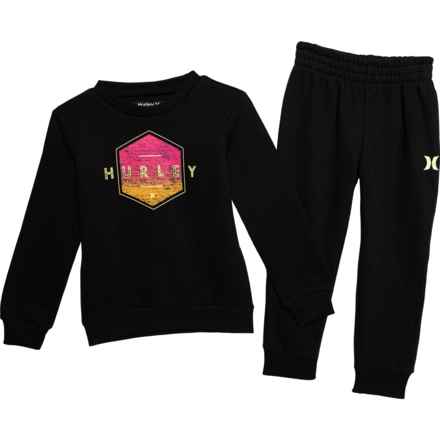 Hurley Toddler Boys Fleece Sweatshirt and Joggers Set in Black