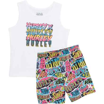 Hurley Toddler Boys Graphic Tank Top and Mesh Shorts Set in Multi