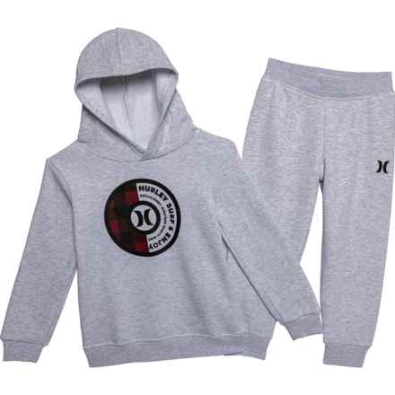 Hurley Toddler Boys Heather Fleece Hoodie and Joggers Set in Birch Heather