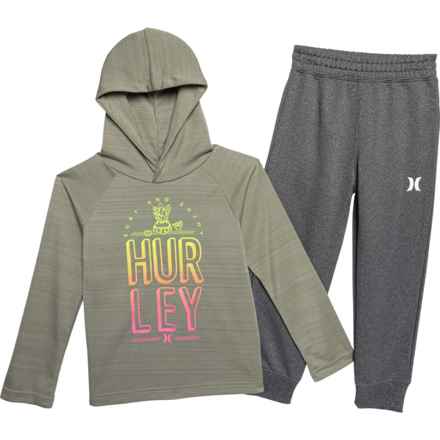 Hurley Toddler Boys Hooded T-Shirt and Pants Set - Long Sleeve in Light Army