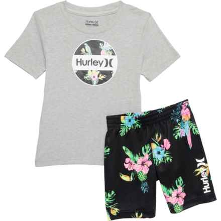 Hurley Toddler Boys Knit Shirt and Mesh Shorts Set - Short Sleeve in Black