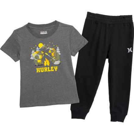 Hurley Toddler Boys T-Shirt and Pants Set - Short Sleeve in Charcoal Heather