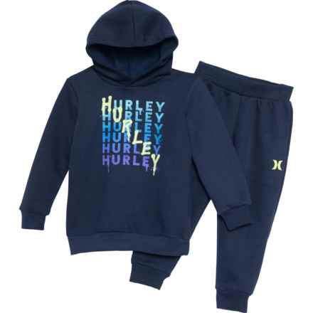 Hurley Toddler Girls Fleece Graphic Hoodie and Joggers Set in Obsidian