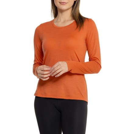 Ibex 24-Hour Scoop Neck Base Layer Top - Merino Wool, Long Sleeve in Terracotta