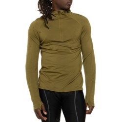 Ibex Indie Hooded Zip Neck Shirt - Merino Wool, Long Sleeve in Olive