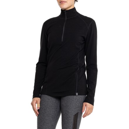 Ibex Woolies Tech Base Layer Top - Merino Wool, Zip Neck, Long Sleeve in Black