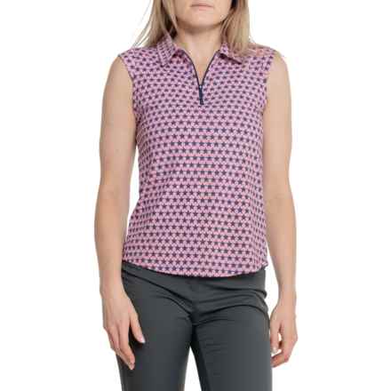 IBKUL Icefil® Printed Shirt - UPF 50+, Zip Neck, Sleeveless in Stars&Stripes Nvy/Rd