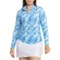 IBKUL Massie Print Mock Neck Shirt - UPF 50+, Zip Neck, Long Sleeve in Cora Jade/Blue