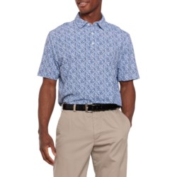 IBKUL Printed Golf Polo Shirt - UPF 50+, Short Sleeve in Seaweed Peri/Navy