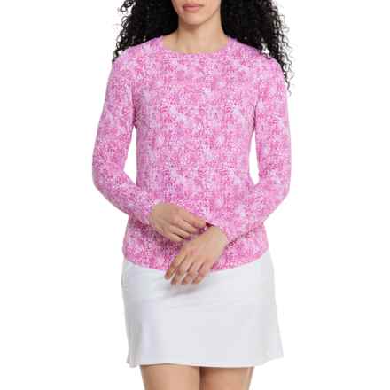 IBKUL Printed Golf Shirt - UPF 50+, Long Sleeve in Abstract Skin Pink