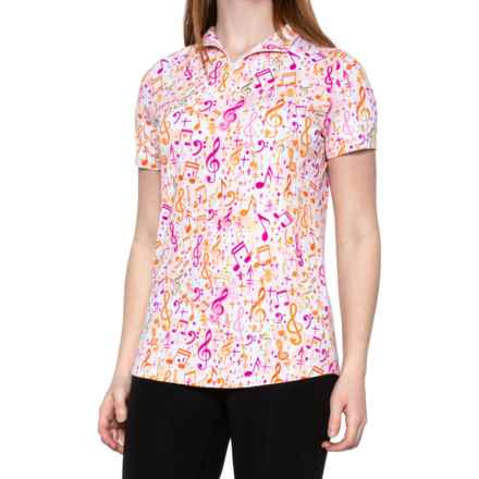 IBKUL Printed Mock-Neck Shirt - UPF 50+, Zip Neck, Short Sleeve in Tkn Pn/Co