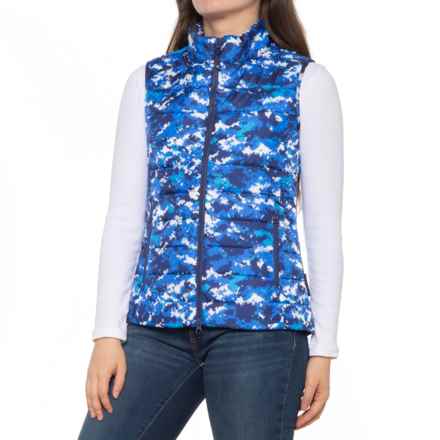 IBKUL Printed Polartec® Power Fill Quilted Side Pocket Vest - Insulated in Cam Bl/Navy