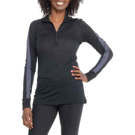 Icebreaker 125 Zoneknit Zip Neck Base Layer Top - Merino Wool, Long Sleeve in Black/Graphi/Cb
