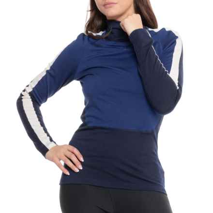 Icebreaker 200 Oasis Sonebula High Neck Base Layer Top - Merino Wool, Long Sleeve in M Nvy/Ryl/Sn/Cb