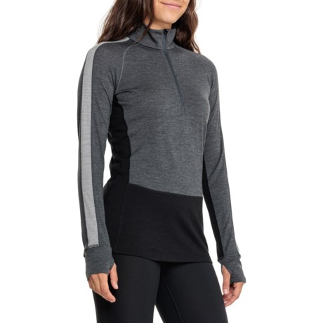 Icebreaker 200 ZoneKnit Base Layer Top - Merino Wool, Zip Neck, Long Sleeve in Jet H/Blk/M/Cb