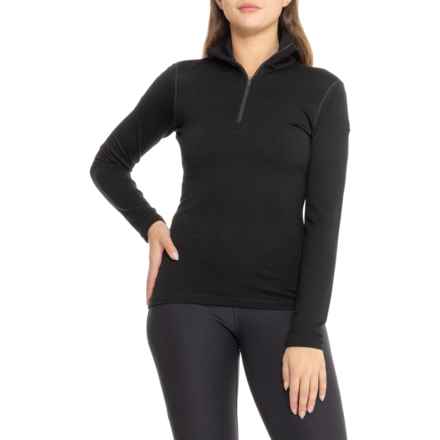 Icebreaker 260 Tech Base Layer Top - Merino Wool, Zip Neck, Long Sleeve in Black