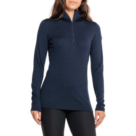 Icebreaker 260 Tech Base Layer Top - Merino Wool, Zip Neck, Long Sleeve in Midnight Navy