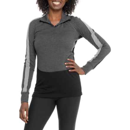 Icebreaker 260 ZoneKnit Zip Neck Base Layer Top - Merino Wool, Long Sleeve in Jet H/Blk/M/Cb