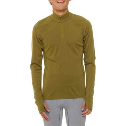 Icebreaker 300 MerinoFine Polar Base Layer Top - Merino Wool, Zip Neck, Long Sleeve in Algae