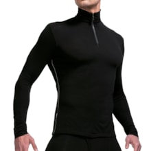 Icebreaker Bodyfit 150 Zip Neck Base Layer Top - Lightweight, Merino Wool, Long Sleeve (For Men) in Black/Mineral - Closeouts