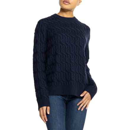 Icebreaker Cable Knit Crew Sweater - Merino Wool in Midnight Navy