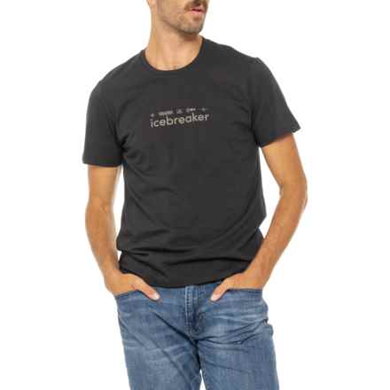 Icebreaker Central Classic Nature Touring Club T-Shirt - Merino Wool, Short Sleeve in Black