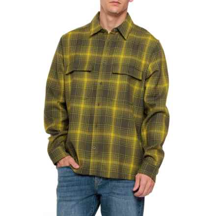 Icebreaker Dawnder Plaid Flannel Shirt - Merino Wool, Long Sleeve in Loden/Bio Lime