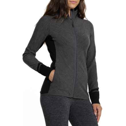 Icebreaker Descender Full-Zip Base Layer Top - Merino Wool, Long Sleeve in Jet Hthr/Black