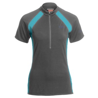 Icebreaker GT Bike Grace Cycling Jersey - Merino Wool, Zip Neck, Short Sleeve (For Women) in Monsoon/Island