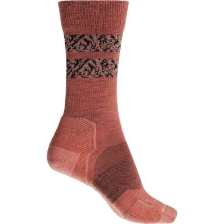 Icebreaker Hike+ Light Natural Summit Hiking Socks - Merino Wool, Crew (For Women) in Tang/Glow/Black