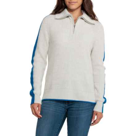 Icebreaker Lodge Sweater - Merino Wool, Zip Neck in Ecru Hthr/Lzrte