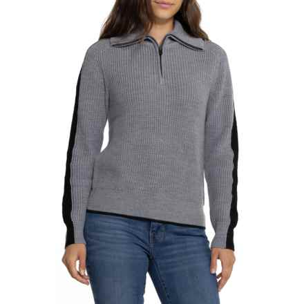 Icebreaker Lodge Sweater - Merino Wool, Zip Neck in Gritstone Heather/Black