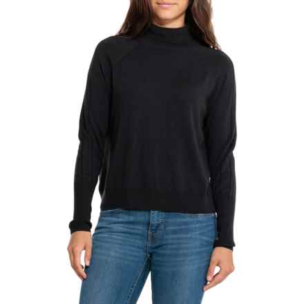 Icebreaker MerinoFine Luxe High Neck Sweater - Merino Wool in Black