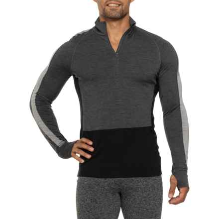 Icebreaker ZoneKnit 200 Base Layer Top - Merino Wool, Zip Neck, Long Sleeve in Jet Heather/Black/M/Cb