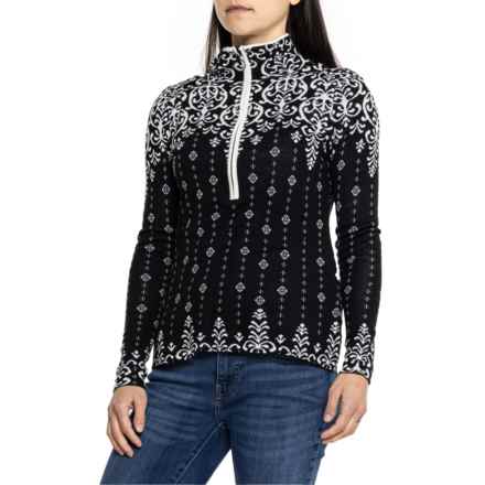 Icelandic Design Rashida Shirt - Merino Wool, Zip Neck, Long Sleeve in Black